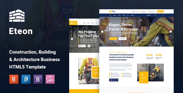 Eteon - 建筑工程安装公司网站HTML5模板