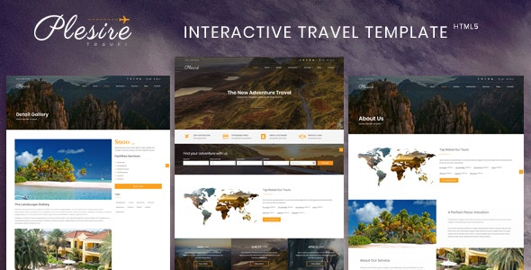 Plesire - 交互式旅游酒店景点HTML网站模板