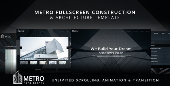 Metro - 全屏施工建筑工程网站HTML5模板