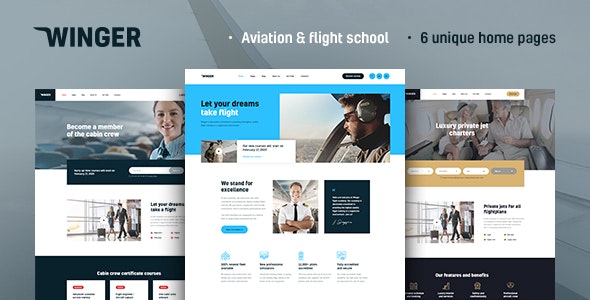 Winger - 航空飞行学校网站模板WordPress主题