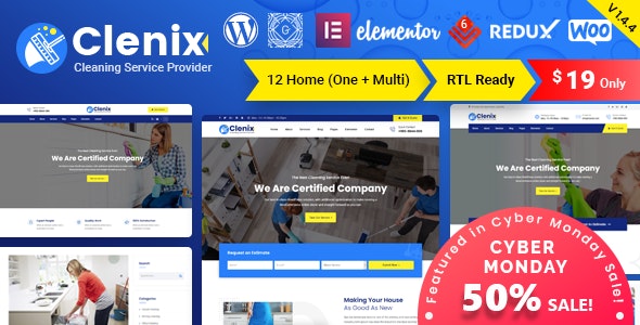 Clenix - 保洁家政服务网站模板WordPress主题