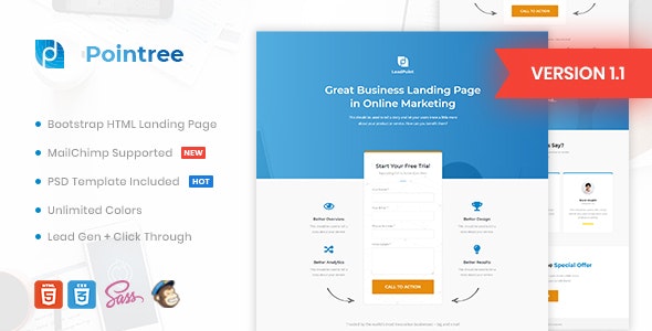 Pointree - 企业商务网站HTML着陆页模板
