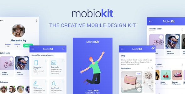 Mobiokit - UI Kit 移动设备手机版HTML5模板