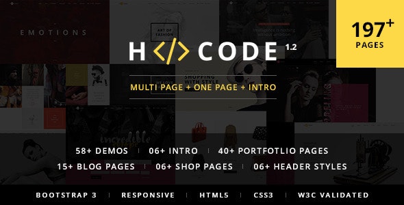 H-Code - 多用途单页/多页HTML5网站模板