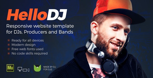  HelloDJ - DJ/music producer/band artist Muse website template