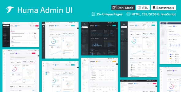 Huma Admin Dashboard PRO - Bootstrap 4 后台管理面板HTML5模板
