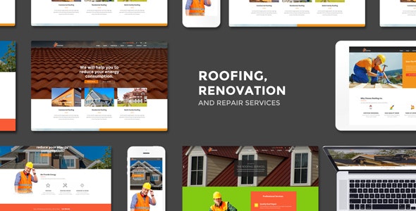 Roofing - 屋顶翻新维修服务网站WordPress主题