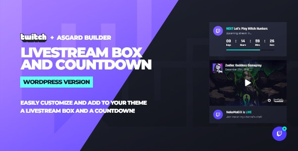 Twitch LiveStream Box and Countdown - 直播框倒计时WordPress插件