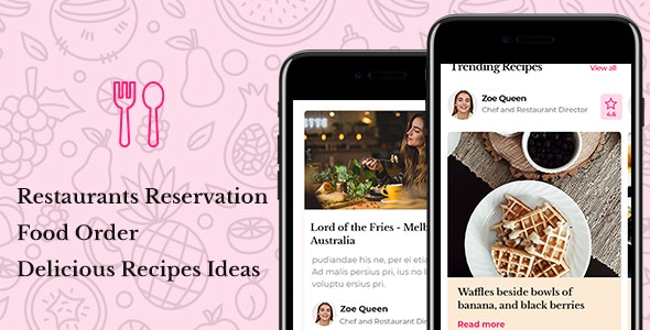 Vanille - 餐厅预订食品配送移动手机版网站模板