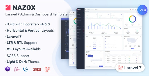 Nazox - Laravel 管理后台仪表板网站模板