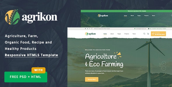 Agrikon - 农业农场有机食品畜牧业HTML模板