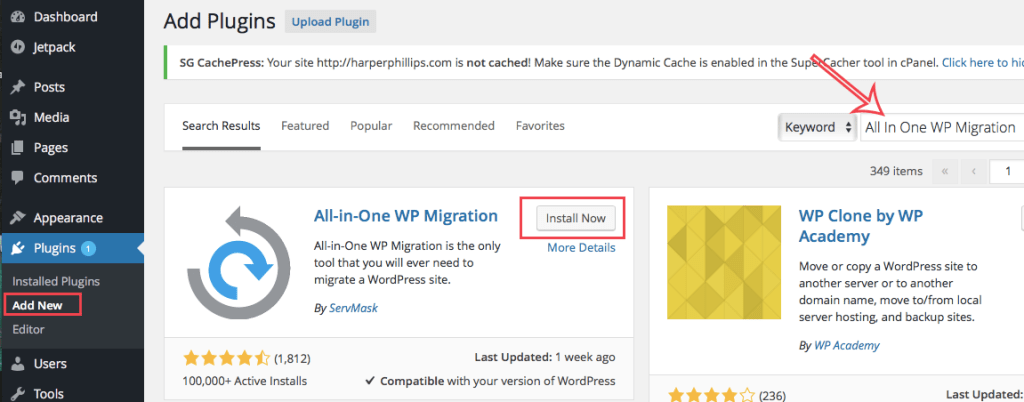WordPress网站备份及搬家All-in-One WP Migration一键迁移插件