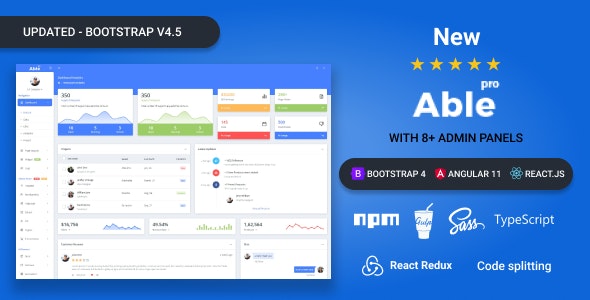 Able pro - Bootstrap 5 Angular 13 & React Redux 后台管理模板