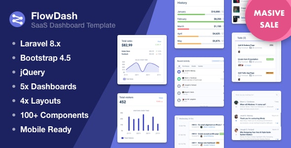 FlowDash - Laravel 8 + HTML SAAS 网站模板