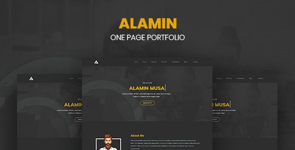 Alamin - 单页作品展示简约网站HTML5模板