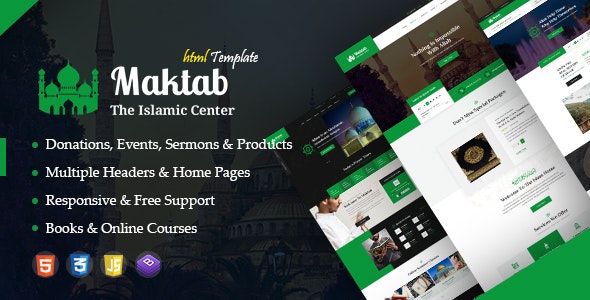 Maktab - 伊斯兰学院佛教寺院自适应HTML模板