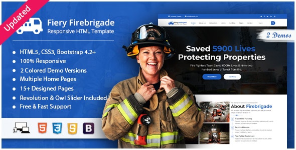 Fiery - 消防队救援中心响应式网站HTML模板
