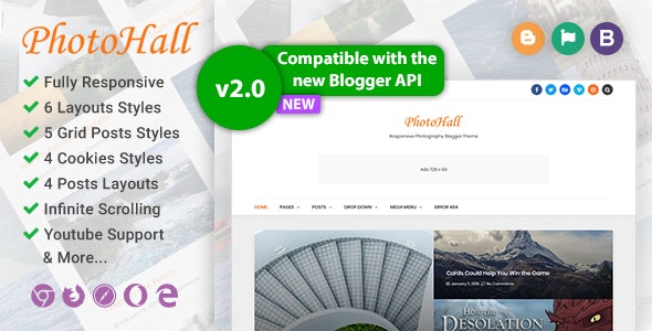 PhotoHall Responsive Photography Blogger Theme