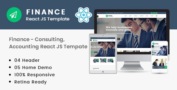 Finance – 金融财务咨询会计网站React JS模板