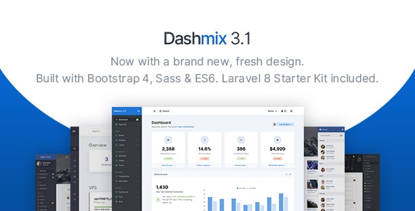 Dashmix - Bootstrap 4 管理仪表板模板Laravel 9入门套件