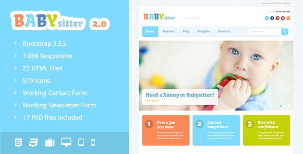 Babysitter - 响应式家政保姆护理网站HTML模板