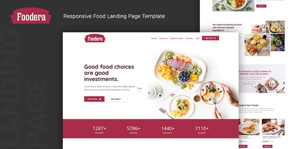 Foodera - 响应式餐饮食品网站着陆页HTML5模板