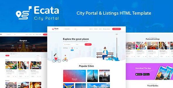 Ecata - 城市指南商家目录网站HTML模板