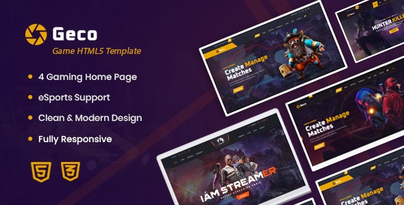 Geco - 电子竞技游戏网站HTML5模板