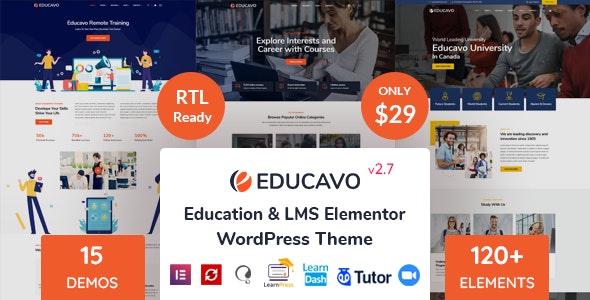 Educavo - 在线教育培训课程网站WordPress模板-云模板