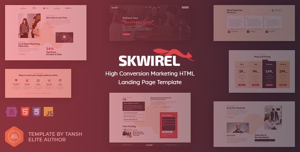 Skwirel - 高转换营销 HTML 着陆页面模板