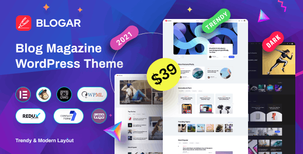 Blogar - Blog Magazine WordPress Theme