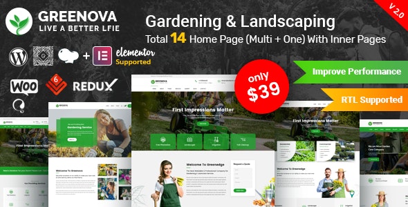 Greenova - Gardening & Landscaping WordPress Theme