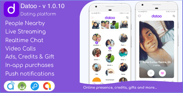 Datoo v1.0.10 - Dating platform with Live Steaming and Video calls + Admin Panel