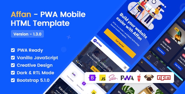 Affan - PWA 移动手机版企业网站 HTML 模板