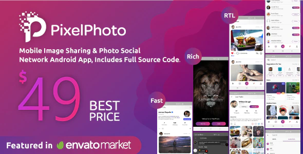 PixelPhoto Android- 图像照片共享社交网络应用程序