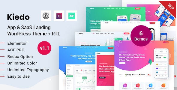 Kiedo - 应用程序 SaaS 着陆页网站WordPress主题