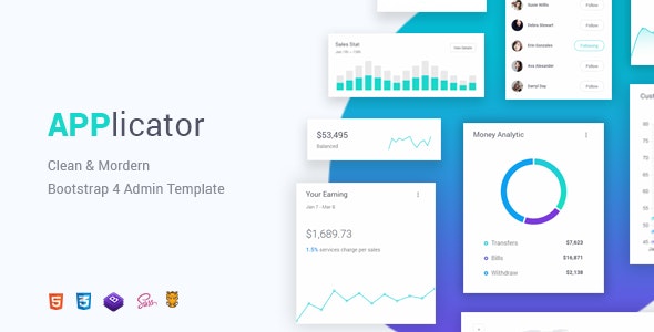 Applicator - Bootstrap 4 Admin 响应式后台模板