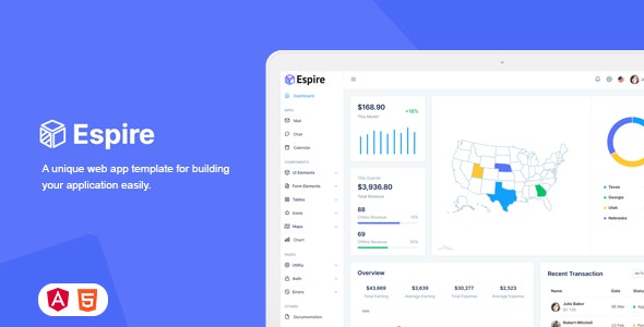 Espire - Bootstrap 5 后台管理面板 + Angular 12