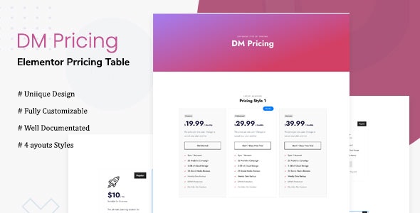 DM Pricing - 最佳定价展示价格表WordPress插件
