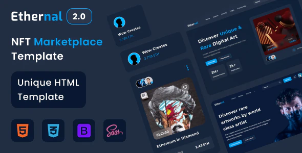 Ethernal - NFT 市场数字作品销售 HTML 模板