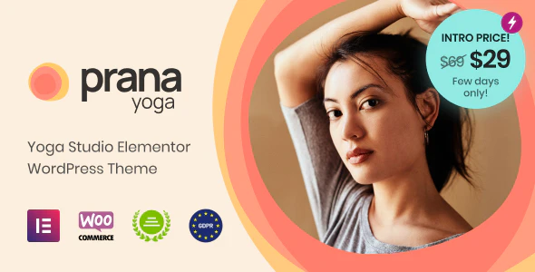 Prana Yoga - Elementor 编辑器瑜伽健身房WordPress主题