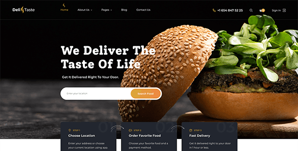 DeliTaste - 外卖餐厅商家目录网站 HTML 模板