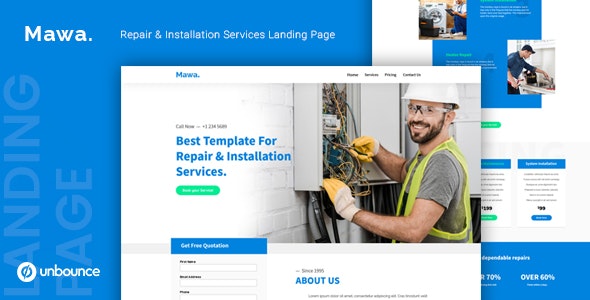 Mawa - 维修安装家政服务网站 Unbounce 模板
