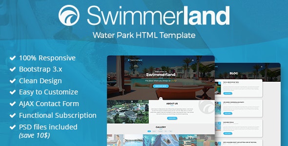 Swimmerland - 水上乐园水世界游乐场 HTML 模板