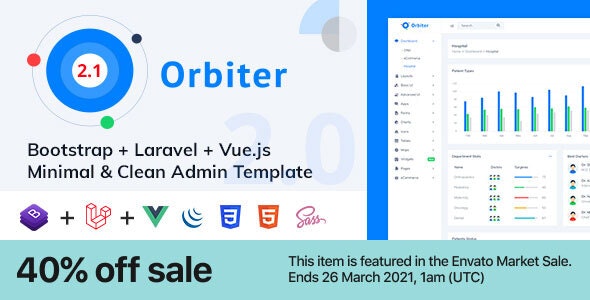 Orbiter - Bootstrap + Laravel + Vue 最小干净管理模板