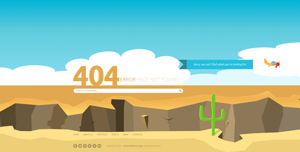 沙漠动画卡通炫酷404页面模板