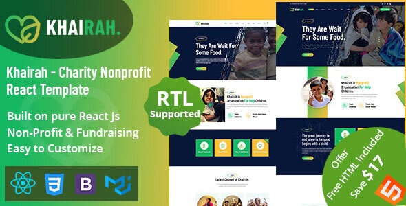 Khairah - 慈善非营利机构网站 React+HTML 模板