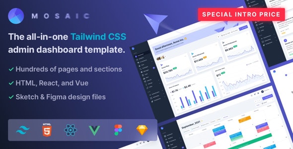 Mosaic - Tailwind CSS 后台管理仪表板模板