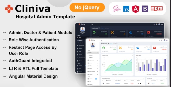 Cliniva Hospital - Angular 13 + 医生诊所医疗管理仪表板模板