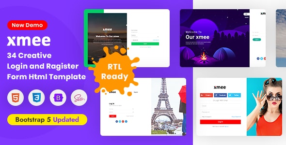 Xmee - 网站登录与注册表单页面HTML5模板